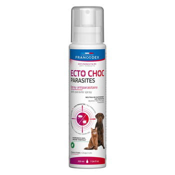 Visuel 1 du produit Spray antiparasitaire pour chien et chat Francodex Ecto Choc Parasites Duo - 200 ml