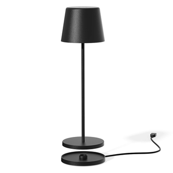 Visuel 1 du produit Lampe de table touch sans fil en aluminium noir Kelly Black - Ø 10 x H 38 cm