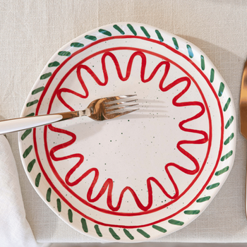 Visuel 1 du produit Assiette plate blanche, verte et rouge Venda - Ø 27 cm