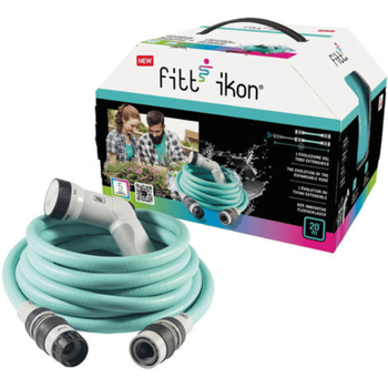 Visuel 1 du produit Tuyau extensible bleu aquamarine avec accessoires et pistolet multijet Fitt Ikon - 20 m