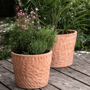 Visuel 1 du produit Pot conique en terre cuite coloris beige Poterie du Bousquet Artisan - Ø 28 x H 23 cm