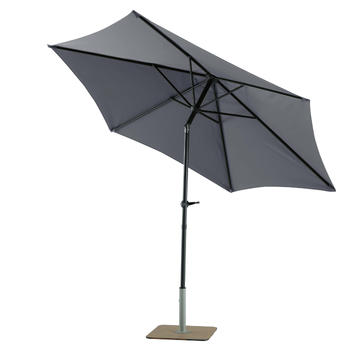 Visuel 1 du produit Parasol rond à manivelle en aluminium et polyester coloris anthracite - Ø 270 cm
