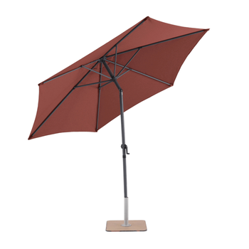 Visuel 1 du produit Parasol rond à manivelle coloris rouge en aluminium et polyester - Ø 270 cm