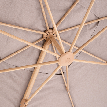Visuel 1 du produit Parasol carré déporté à manivelle taupe look bambou - 300 x 300 cm