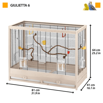 Visuel 1 du produit Cage pour oiseau avec armature en bois certifié FSC® Ferplast Giuletta 6 - 81 x 41 x h 64 cm