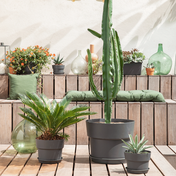Visuel 1 du produit Pot en plastique recyclé gris Ardoise Cocoripot 24 L - Ø 38 x H 30 cm