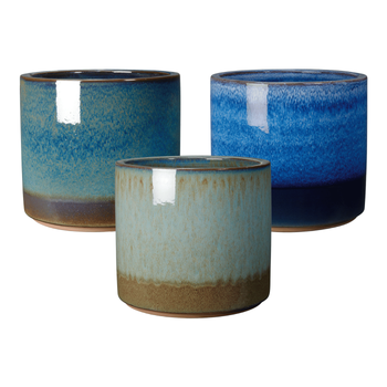 Visuel 1 du produit Pot en terre cuite émaillée coloris bleu Deroma Océan - Ø 38 x H 34 cm