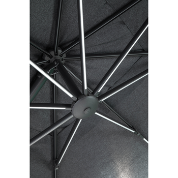 Visuel 1 du produit Parasol déporté carré avec LED en aluminium et polyester coloris anthracite - 3 x 3 m
