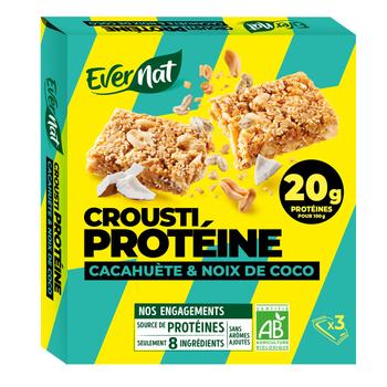Visuel 1 du produit Barres protéinées bio croustiprotéine Evernat cacahuète & noix de coco - 120 g