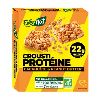 Visuel 1 du produit Barres protéinées bio croustiprotéine cacahuète  & Peanut butter Evernat - 120 g