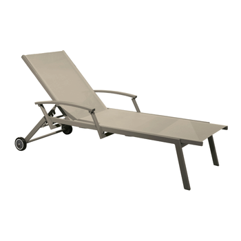 Visuel 1 du produit Bain de soleil Oro avec accoudoir coloris beige en aluminium - 190 x 68 x 34 cm