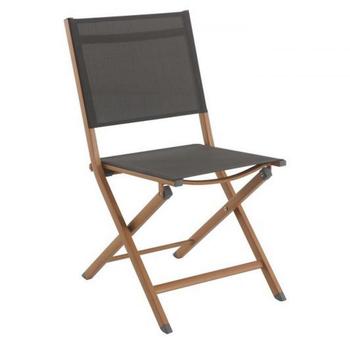 Visuel 1 du produit Chaise pliante en aluminium et teck anthracite CREADOR Timo