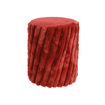 Visuel 1 du produit Tabouret en fourrure polyester bordeaux - Ø 29 x H 37 cm