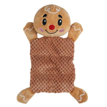 Visuel 1 du produit Jouet pour chien peluche plate bonhomme en pain d’épices avec sifflet Wouapy