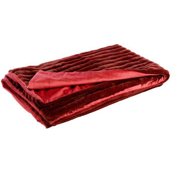 Visuel 1 du produit Plaid en polyester velours bordeaux - 170 x 130 cm