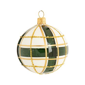 Visuel 1 du produit Boule de Noël en verre noir, blanc et or - Ø 7 cm