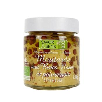 Visuel 1 du produit Moutarde bio aux baies roses et poivre noir 130 g