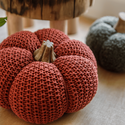 Zoom sur des citrouilles en tissu