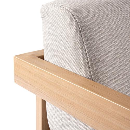 Visuel 2 du produit Salon de jardin en aluminium effet bois et coton coloris gris Cannes - 4 éléments (canapé, table basse et deux fauteuils)