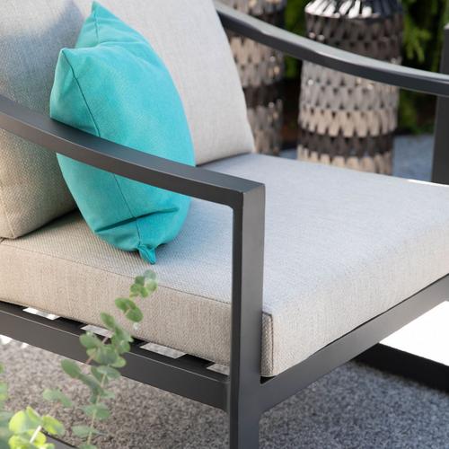 Visuel 4 du produit Salon de jardin dossier haut en aluminium coloris anthracite Hoya - 4 éléments (canapé, table basse et deux fauteuils)