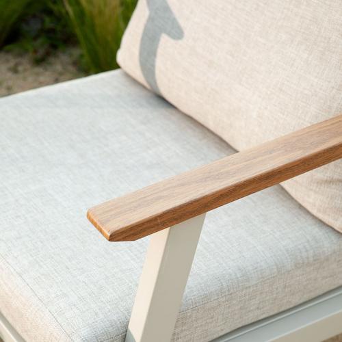 Visuel 4 du produit Salon de jardin en aluminium coloris beige Milly - 4 éléments (canapé, table basse et deux fauteuils)