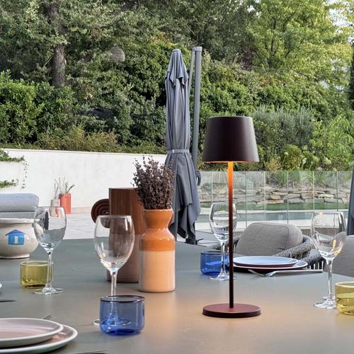 Visuel 3 du produit Lampe de table touch sans fil en aluminium marron Kelly Vintage - Ø 10 x H 38 cm
