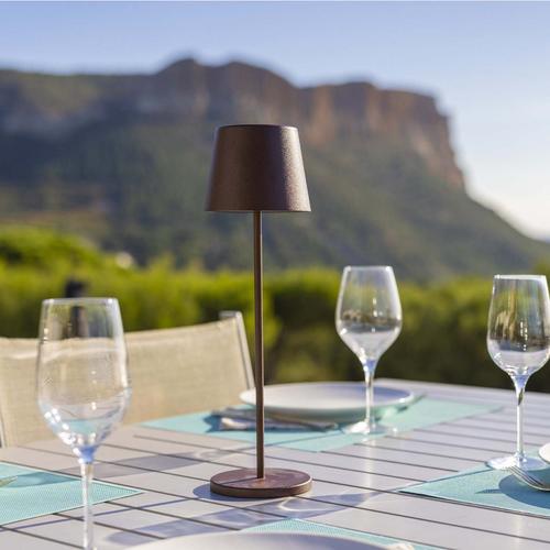 Visuel 5 du produit Lampe de table touch sans fil en aluminium marron Kelly Vintage - Ø 10 x H 38 cm