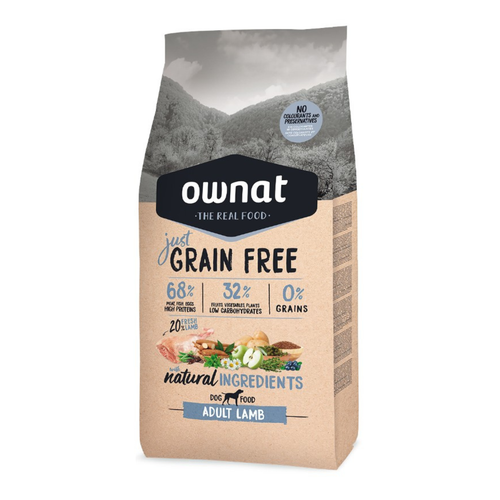 Visuel 1 du produit Croquette pour chien adulte Just Grain Free à l’agneau Ownat - 3 kg