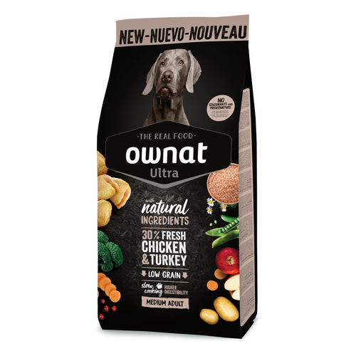 Visuel 1 du produit Croquette pour chien adulte de taille moyenne au poulet Ownat - 3 kg