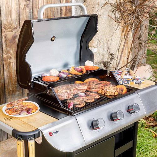 Visuel 3 du produit Barbecue au gaz Miami 300 avec 3 feux 9KW coloris noir - 120,8 x 59,5 x 113 cm
