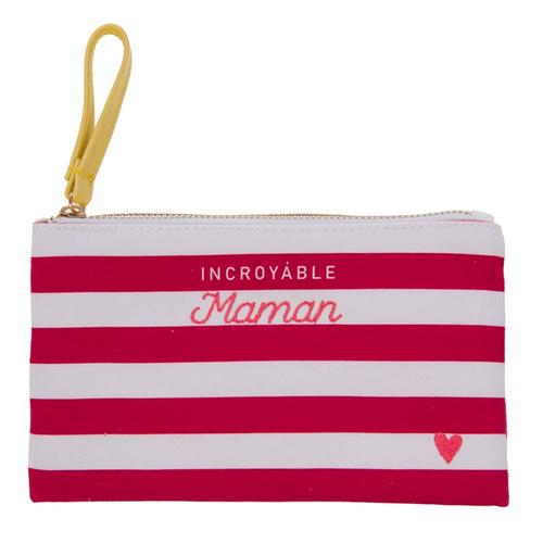 Visuel 1 du produit Pochette en coton rayé orange et blanc Ella Inoubliable Maîtresse - 20 x 12 cm