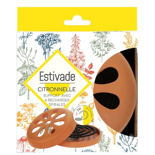 Visuel 1 du produit Support spirale terre cuite avec 6 spirales citronnelle coloris marron Denis & Fils