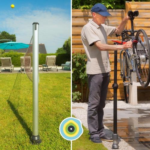 Visuel 8 du produit Base d'ancrage en aluminium à visser ou à sceller pour parasols, tonnelles, pieds de parasol, poteaux de hamacs et mâts de voile d'ombrage Gard&Rock - Ø 11 x 30 cm