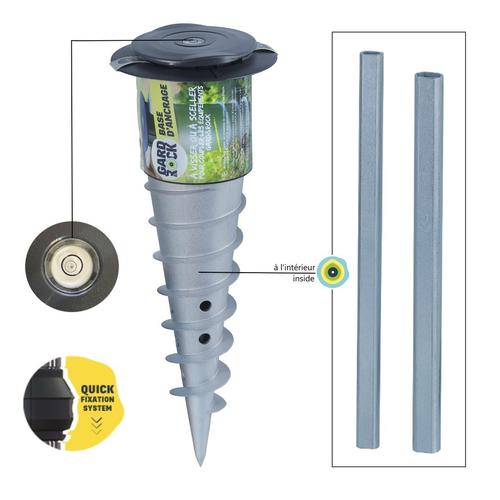 Visuel 12 du produit Base d'ancrage en aluminium à visser ou à sceller pour parasols, tonnelles, pieds de parasol, poteaux de hamacs et mâts de voile d'ombrage Gard&Rock - Ø 11 x 30 cm