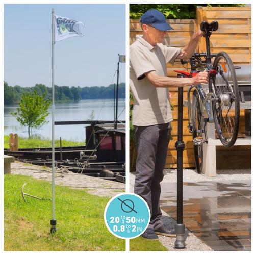 Visuel 9 du produit Pied de parasol droit pour mât coloris gris en aluminium Gard&Rock - Ø 8 x 28 cm