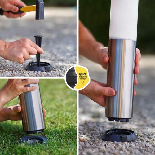 Visuel 4 du produit Borne solaire lanterne amovible coloris gris en inox Gard&Rock - Ø 8 x 42 cm