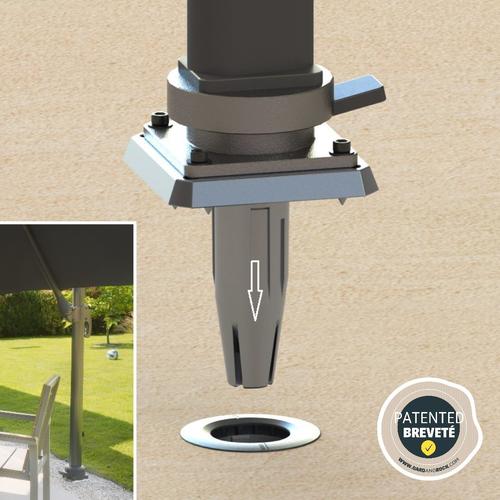 Visuel 3 du produit Pied amovible parasol déporté fixation universelle coloris gris en aluminium Gard&Rock - 17 x 17 x 18 cm