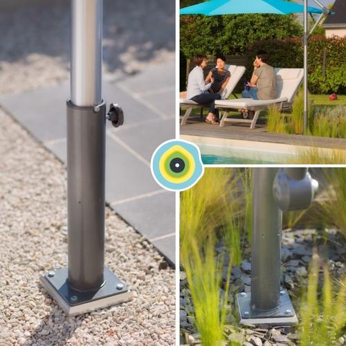 Visuel 7 du produit Pied amovible parasol déporté fixation universelle coloris gris en aluminium Gard&Rock - 17 x 17 x 18 cm
