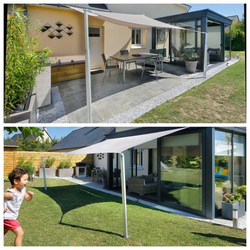 Visuel 8 du produit Mât pour voile d'ombrage téléscopique coloris gris en aluminium Gard&Rock - Ø 10 cm