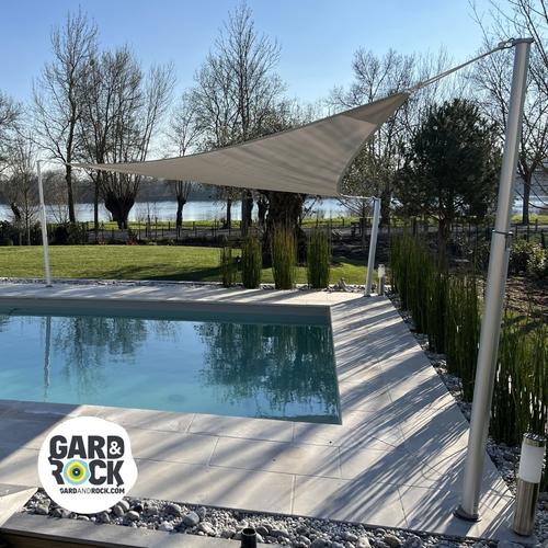 Visuel 11 du produit Mât pour voile d'ombrage téléscopique coloris gris en aluminium Gard&Rock - Ø 10 cm