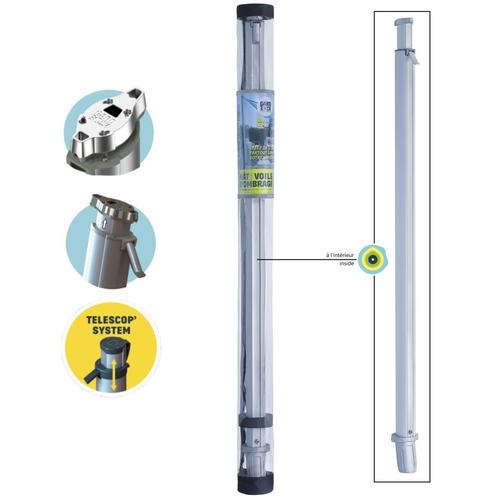Visuel 12 du produit Mât pour voile d'ombrage téléscopique coloris gris en aluminium Gard&Rock - Ø 10 cm