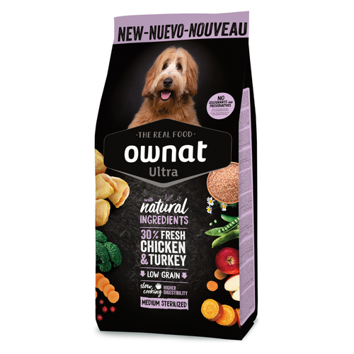 Visuel 1 du produit Croquette pour chien adulte stérilisé de taille moyenne au poulet et riz Ownat - 3 kg