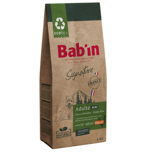 Visuel 1 du produit Croquettes pour chien mini adulte au poulet sans céréales Bab'in Signature - 6 kg