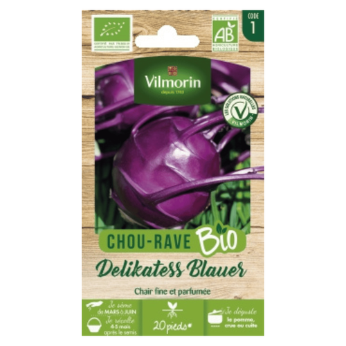 Visuel 1 du produit Chou-Rave Delikatess Blauer Bio Vilmorin - graines à semer