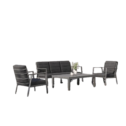 Visuel 1 du produit Salon de jardin 5 places aluminium gris mat, anthracite, orme - CREADOR Catalina