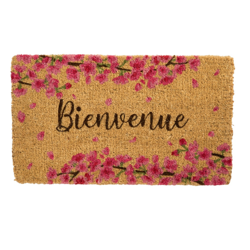 Visuel 1 du produit Paillasson Bienvenue fleurs de cerisier coloris multicolore - 40 x 72 cm