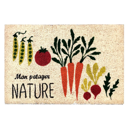 Visuel 1 du produit Tapis brosse coco beige imprimé Sweetsol mon potager nature - 60 x 40 cm