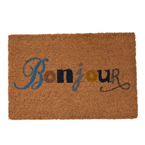 Visuel 1 du produit Tapis brosse coco marron imprimé couleur Bonjour Sweetsol - 60 x 40 cm