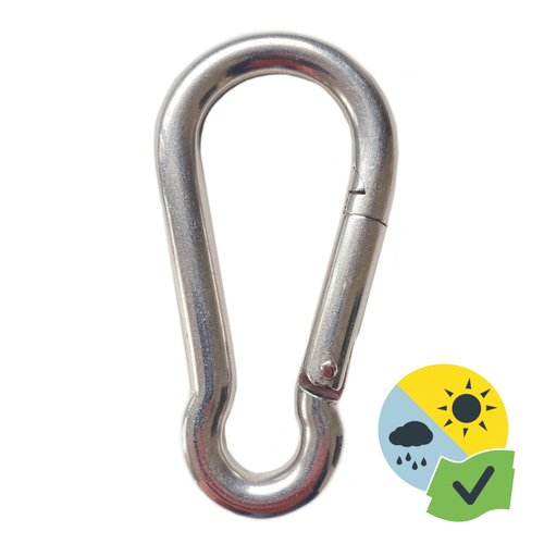 Visuel 1 du produit Mousqueton pour hamac, voile d'ombrage ou cordage Ø8mm coloris gris en inox Gard&Rock - 8x4x0.8cm