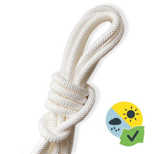 Visuel 1 du produit Cordon pour hamac ou voile d'ombrage coloris blanc en corde synthétique Gard&Rock - Ø 8 mm x 3 m